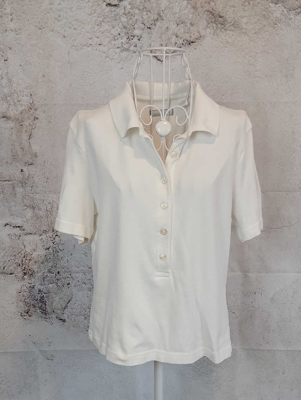 Lady Hathaway Short-Sleeve Polo Top - Summer White Womens Size L